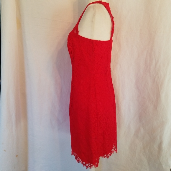 Shoshanna Red Lace Sleeveless Dress - Picture 4 of 11